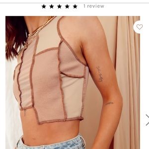 NWT 12th Tribe brown color block crop top